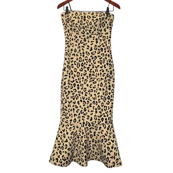 Cinq a Sept Luna Leopard Print Strapless Mermaid Dress $899 Sz 4 Cocktail Formal - Picture 2 of 9